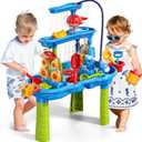 3-Tier Water Table with Pump for Toddlers Kids Ages 3-5 4-8, Outdoor Water and Sand Table Beach Toys, Toddler Activity Sensory Water Sand Table with Rain Showers Splash Pond for Kids Boys Girls