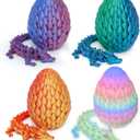 4 Pack 3D Printed Dragon Egg - Easter Basket Stuffers, Mini 3D Eggs with Dragon Inside, Surprise Gift for Christmas, Birthday, Easter, Cool Figurine Decor for Kids and Adults (4A2)