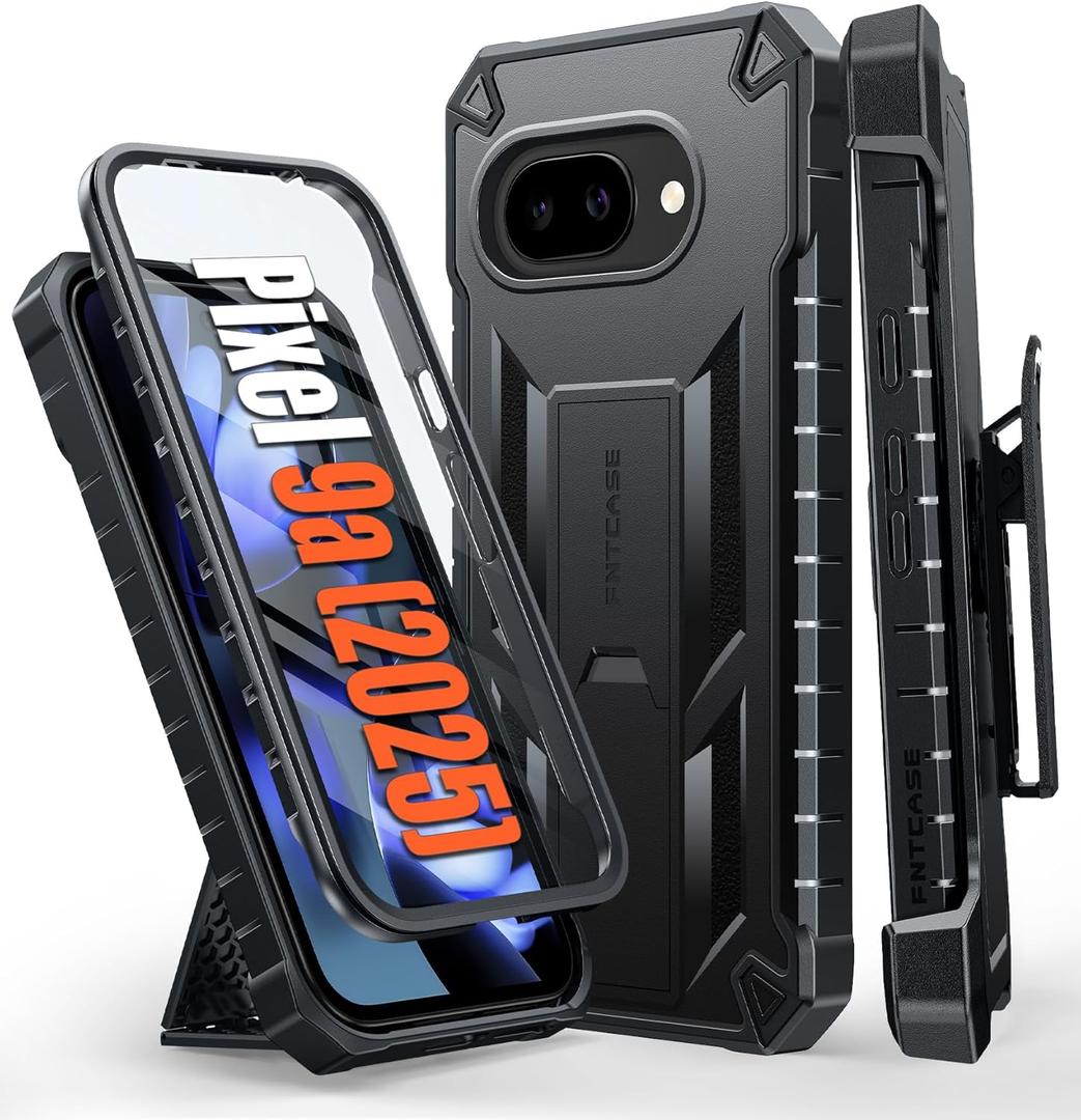 FNTCASE for Google Pixel 9A Case: Military Grade Rugged Cell Phone Cover with Kickstand & Belt Clip Holster | Shockproof TPU Protection Bumper Matte Textured Design | Heavy Duty Protector(Black) FNTCASE for Google Pixel 9A Case: Military Grade Rugged Cell Phone Cover with Kickstand & Belt Clip Holster | Shockproof TPU Protection Bumper Matte Textured Design | Heavy Duty Protector(Black)
