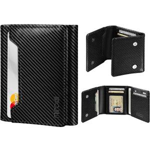 Wallet for Men, Works with Apple Find My, Wallet Tracker, Trifold Leather Card Wallet, Minimalist Front Pocket Wallet for Men, RFID Blocking, Multi Card Slots, Credit Card Holder, Carbon Black
