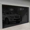 Sliding Garage Door Screen with Track Closure - Retractable Privacy Curtain Keep Annoying Animals Out Easy Install Heavy Duty Fiberglass Mesh Net for Opening Garage Patio (Black, 16 ft x 8 ft)