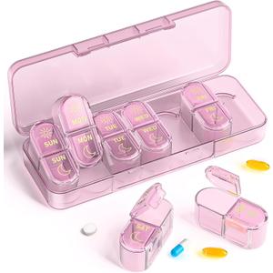 Pillex Pill Organizer 2 Times a Day, AM PM Pill Organizer 7 Day, Weekly Pill Box 2 Twice a Day, Travel Pill Case 7 Days, Medicine Organizer for Medication, Vitamins, Fish Oils, Supplements
