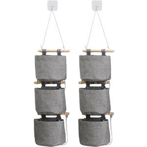 2Pcs Wall Hanging Storage Bag, Waterproof Over The Door Pouches Wall Mounted Closet Organizer Basket with 3 Pockets for Bedroom, Bathroom