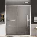 Sliding Shower Door, 52-60" W 75" H Shower Glass Door, 1/4" (6mm) SGCC Clear Tempered Glass Shower with Explosion-Proof Film,Magnetic Closure, Brushed Nickel