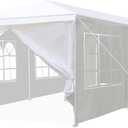 10x30 Outdoor Gazebo Wedding Party Tent White Canopy Pavilion with 8 Removable Sidewalls for Camping Shelter BBQ Cater Events Beach