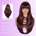 Long Layered Red Wig with Bangs Straight Synthetic Wigs for Women 26 Inch | Beginner Friendly Realistic Scalp Wig for Daily and Cosplay Wear Women Funny Wig for Party Halloween Costume Events Wear