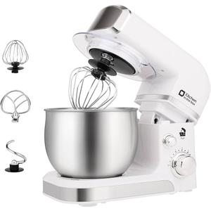 Kitchen in the box Stand Mixer, 3.2Qt Mini Electric Food Mixer, 6 Speeds Portable Lightweight Kitchen Mixer for Daily Use with Egg Whisk, Dough Hook, Flat Beater (White)