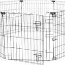 Amazon Basics Foldable Octagonal Metal Exercise Puppy / Dog Playpen - Indoor/Outdoor, Single Door, Extra Small (8 Panels, 24 x 24), Easy to assemble and store, 24" - Puppy, Black