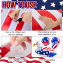 4th of July Eagle Pool Float with 2 Beach Balls, 45'' Giant Patriotic Floaties Swimming Tube Rings for Adults, 250th Anniversary Flag Design, Eagle Floating Raft for Independence Day Decor