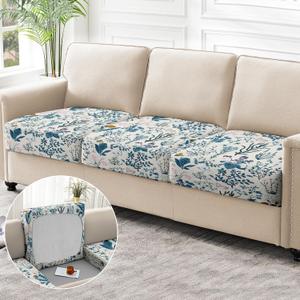 1PC Printed Couch Cushion Covers,Washable Spring Flower Printing Elastic Sofa Cover,Indoor Outdoor Sofa Slipcovers-Blue Vintage Flower