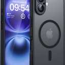 TOCOL for iPhone 16 Plus Case, Compatible with MagSafe, Full Camera Protection Shockproof Military-Grade Magnetic Translucent Matte Back Bumper Phone 16 Plus Cover 6.7-inchBlack