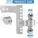 Adjustable Trailer Hitch - Tlvuvmo Aluminum Drop Hitch (Fits 2.5'' Receiver), 8 Inch Drop/Rise, 18,500 LBS GTW Heavy Duty Truck Hitch, (2'' & 2-5/16'') Chrome Plated Steel Balls - Tow Hitch Ball Mount