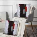 Red and Grey Pillow Cover, Modern Black White Decorative Throw Pillow Cushion Cover for Bedroom Sofa Living Room 16 x 16 Inch Set of 2