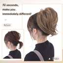 BARSDAR Straight Hair Bun Extensions - Short Straight Ponytail Blonde Hair Bun Extensions for Women, Synthetic Elastic Messy Bun Scrunchies Hairpieces Daily - Light Ash Blonde Mix
