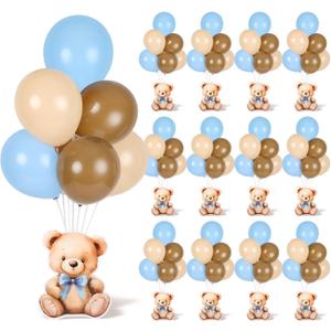 12 Sets Bear Baby Shower Balloon Stand Kit for Table Boy Baby Shower with Balloon Centerpieces Decorations for Blue Teddy Bear Theme Gender Reveal Birthday Party Table Decorations Supplies
