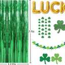 76-Piece St Patricks Day Decorations Kit, Party Favors Include Foil Balloons, Garland Banner, Balloons, Paper Poms, Tinsel Garland, Necklace, Hanging Garland, Fringe Curtains for Irish Party Supplies