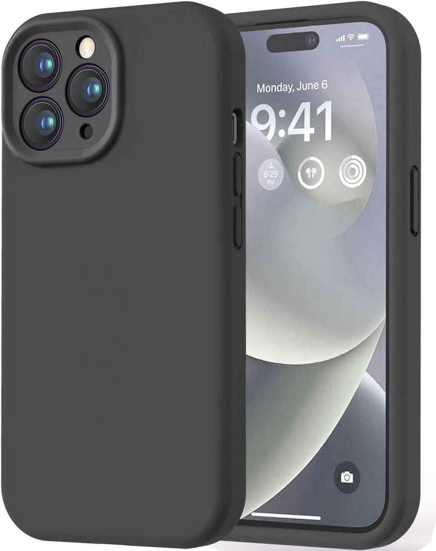 LOVE 3000 Designed for iPhone 14 Pro Max Case, Premium Silicone with [Soft Anti-Scratch Microfiber Lining] Shockproof Protective Phone Case for Men Women Girls 6.7", Black