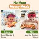 Bamboo Plates for Kids - Baby & Toddler Plates with Suction for Feeding & Weaning, Eco-Friendly Bear Design Promotes Self-Feeding, Ideal for Busy Moms & Dads, Sturdy & BPA-Free (Pink)