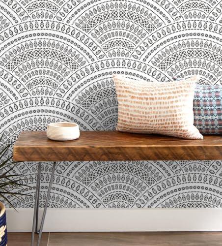 Guvana Black and White Contact Paper Trellis Peel and Stick Wallpaper Geometric Boho Removable Wallpaper Modern DIY Self Adhesive Wall Paper for Bedroom Decor 16.14" x78.7", 5 Pack