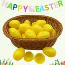 Plastic Easter Eggs for Holiday Decorations and Celebrations, 30 Pcs (Yellow)