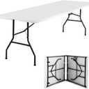 FDW 8FT Folding Table Half Portable Foldable Table Picnic Table for Office Home Camping Party (White, 8 FT)