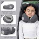 urnexttour Car Pillow for Big Kids Travel Neck Pillows, Memory Foam Neck Support Travelling Pillow with Washable Cotton Pillowcases and Storage Bag, for Airplane, Train, Flight and Home Use Grey