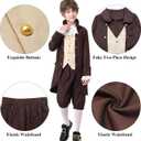 Kids Colonial Costume Boys 18th Century America Cosplay Costume with Hat 7-8Y
