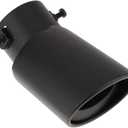 2.5 Exhaust Tips,Universal 1.5 2.25-2.5 Inch Inlet Exhaust Pipe,Stainless Steel Car Muffler Bolt-On Design,Adjustable For Most Vehicles Exterior Rear Tip Pipe (Black Curved)