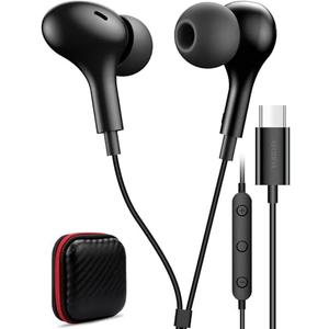 USB C Headphone for Samsung S25 FE S24 A16 A17 Wired Earbuds Magnetic in-Ear Type C Earphone with Microphone Volume Control Bass Stereo Noise Canceling for iPhone 17 Pro Max Air 16 16e 15 Pixel 10 9a