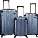 Rockland London Hardside 3 Piece Expandable Spinner Wheel Luggage Set, (20"/24"/28"), Blue