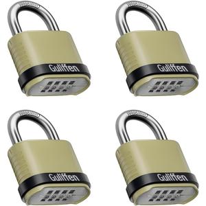 Outdoor Combination Lock, Heavy Duty Weatherproof Combination Padlock, 4 Pack Resettable Combination Lock for Locker, Shed, Garage, Gate, Fence