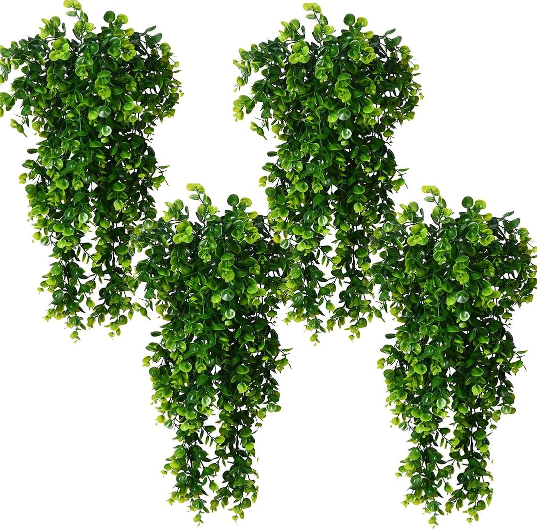 Toprooms 4 Pcs Artificial Hanging Plants, 2.5 Ft Faux Eucalyptus Greenery