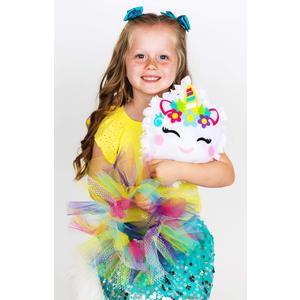 Cute Colorful Fleece Knot Pillow Kit – No-Sew Easy-to-Make Arts and Craft Kit for Kids– Unicorn Bedroom Decor Pack Of 3