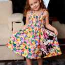 Disney Princess Frozen Elsa Minnie Stitch Toddler Girl Dress Bow Tie Straps Smocked Summer Outfit Birthday Party Clothes 4-5T
