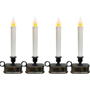 Doratale 4 Pack Window Candles with Sensor Dusk to Dawn, Christmas Window Candles Battery Operated, LED Flameless Taper Candle for Christmas Home Decor Table Window, Bronze Base