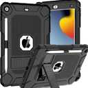 BMOUO Case for iPad 9th 8th 7th Generation (iPad 10.2 inch, 2021/2020/2019), Shockproof Protective iPad 10.2 Case with Built-in Stand/Pencil Holder, Black