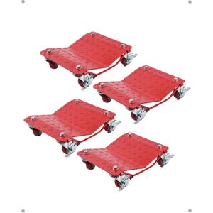 DEXSO [6000 lbs] Tire Wheel Dolly Car Set of 4, Heavy Duty Carbon Steel Car Mover with Antiskid Plate & 360 Degree Rotatable Wheel, 16"*13", Red