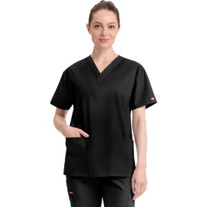 Dickies EDS Signature Scrubs for Women and Scrubs for Men, Unisex One Pocket V-Neck Top in Soft Brushed Poplin 83706, Size 4-XL