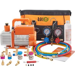 BACOENG R32 AC Vacuum Pump and Gauge Set, 4 CFM HVAC Vacuum Pump Kit for AUTO/Mini Split System, Sparkless Motor for R1234yf R32 R134a R410a Refrigerants