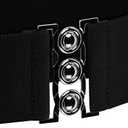 BlackButterfly Wide Elastic Waist Cinch Stretch Waistband Retro Clasp Buckle Belt (Black, L)