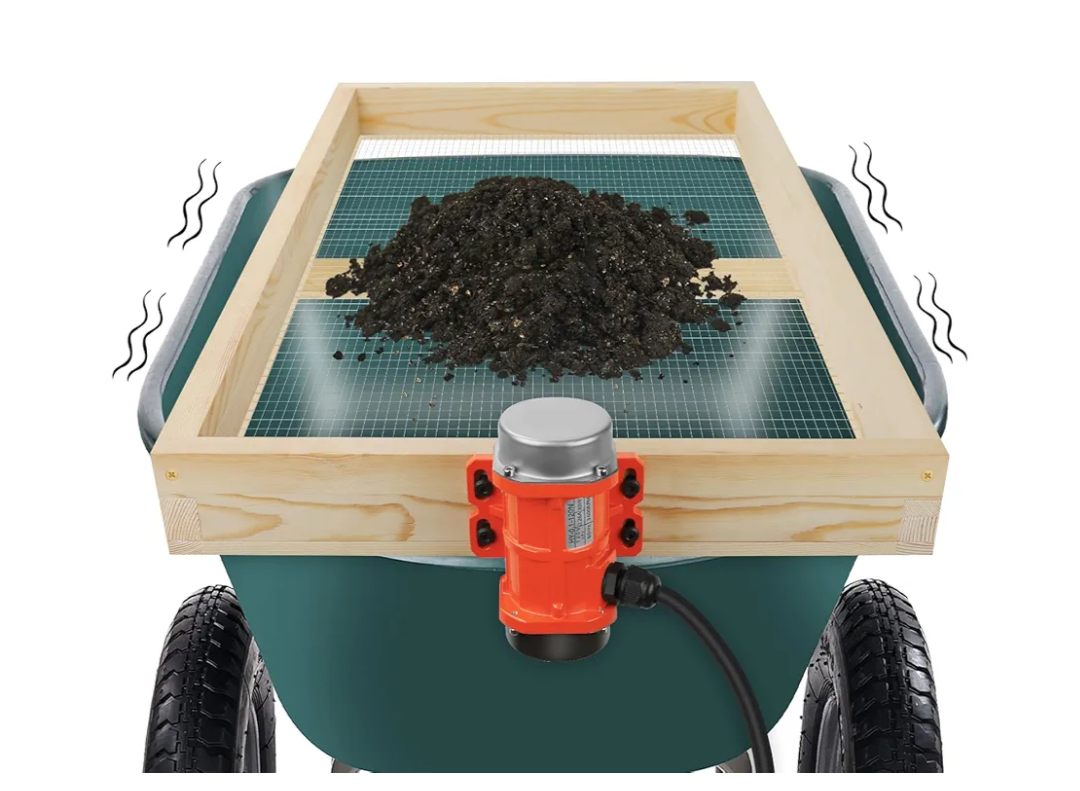 JOYSEUS Soil Sifter with Vibration Motor, Automatic Wooden Sifting Screen, Sieve for Sand Rocks Dirt Compost - 39" x 19.5" Ultra Large to Fit Most Garden Yard Wheelbarrow Carts