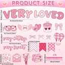 2 x party greeting Valentines Day Bulletin Board Set Valentines Pink Bow Classroom Decorations Pink Theme Very Cutesy Sweet Loved Paper Cutouts Bulletin Board for School Office Home Wall Decor Supplies