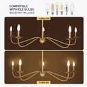 Modern Chandelier, 5 Lights Chandelier for Dining Room, Gold Chandelier Light Fixture Adjustable Height, Farmhouse Candle Chandeliers Light Fixture for Dining Room Entryway Foyer Kitchen Island