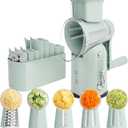 ZHANG XIAO QUAN SINCE 1628 5-in-1 Interchangeable Blades Rotary Cheese Grater Hand Crank, Cheese Shredder Mandoline Vegetable Julienne Slicer Cutter Nut Chopper with Anti-Slip Base, Green