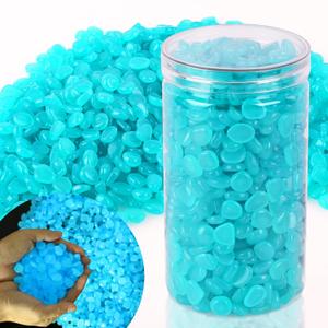 1000pcs Glow in The Dark Rocks Outdoor Decorations Stones Small Luminous Pebbles for Fish Tank Aquarium Lawn Patio Garden Indoor/Outdoor Decor and DIY Ideas -Light Blue