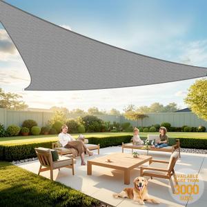 Artpuch Sun Shade Sail, 12'x12'x17' Light Grey Triangle, Curved Edged Commercial Grade 185GSM Permeable Outdoor Shade Cloth for Deck, Backyard, Patio (Custom Sizes Made)