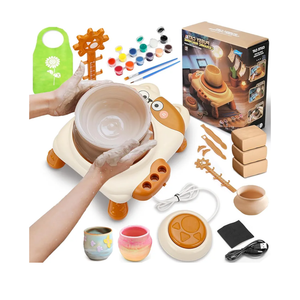 Pottery Wheel for Kids-Clay Sculpting Tools & Painting Kit, DIY Kits Clay Maker for Beginners with 3 Packs Modeling Clays, Art&Crafts Kits for Kids Ages 8-12 Pink and White