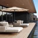 JEAREY 11' Patio Umbrellas Outdoor Table Market Umbrella w/Crank, 8 Sturdy Ribs, UV Protection Windproof for Garden, Deck, Backyard, Pool(Beige)