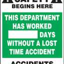 AccuformNMC Write-A-Day Dry Erase Safety Scoreboard Sign, On the Job Safety - This Department Has Worked # Days Without a Lost Time Accident, 20 x 14 Plastic Wall-Mount, Made in USA, MSR120PL