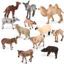 Glimin 15 Pcs Christmas Nativity Animals Set Small Sheltering Animals Collectible Figurines Include Camel Sheep Donkey Cow Figures for Holy Family Outdoor Indoor Xmas Tree Decoration Gift